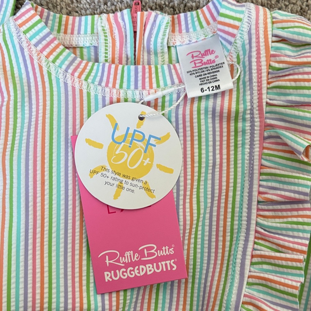 Ruffle Butts Multicolor Striped Rashguard Set - Picture 5 of 5
